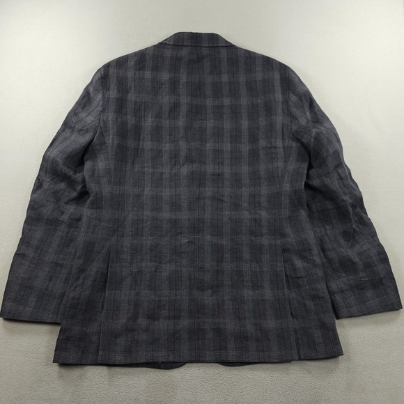 Joseph Abboud Jacket Mens 42R Gray Windowpane Plaid 100% Linen Blazer Sport Coat - Picture 3 of 15